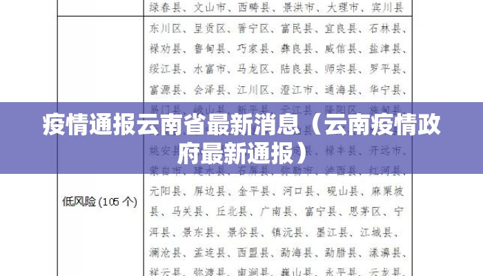 疫情通报云南省最新消息（云南疫情政府最新通报）