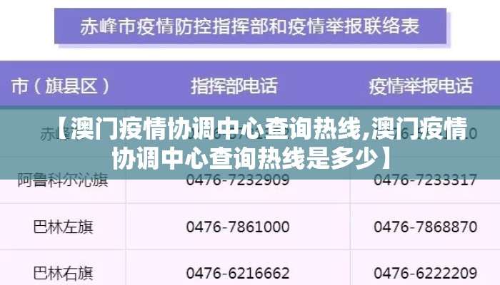 【澳门疫情协调中心查询热线,澳门疫情协调中心查询热线是多少】