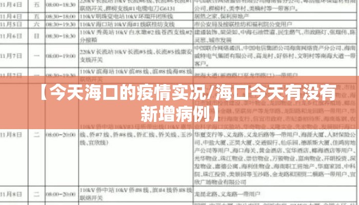 【今天海口的疫情实况/海口今天有没有新增病例】