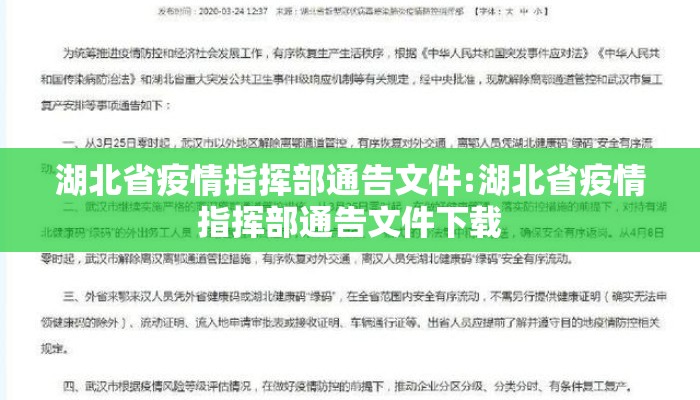 湖北省疫情指挥部通告文件:湖北省疫情指挥部通告文件下载