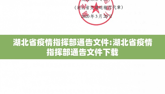 湖北省疫情指挥部通告文件:湖北省疫情指挥部通告文件下载