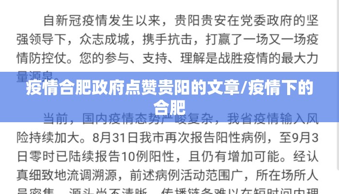疫情合肥政府点赞贵阳的文章/疫情下的合肥