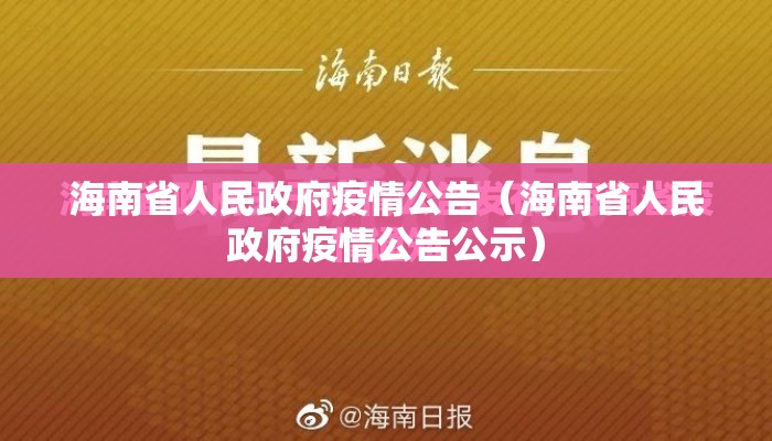 海南省人民政府疫情公告（海南省人民政府疫情公告公示）