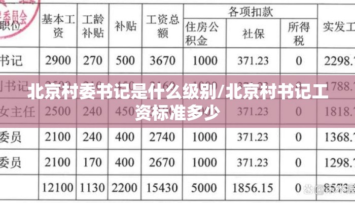 北京村委书记是什么级别/北京村书记工资标准多少
