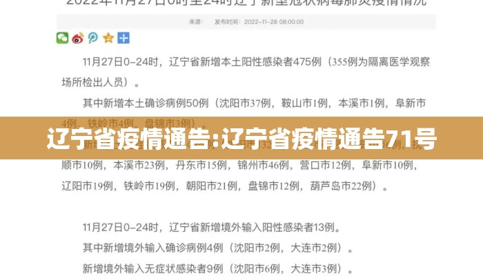 辽宁省疫情通告:辽宁省疫情通告71号 辽宁省疫情通告:辽宁省疫情通告71号