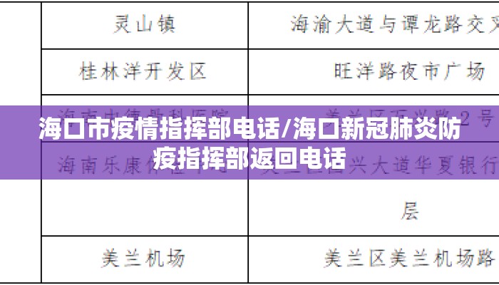 海口市疫情指挥部电话/海口新冠肺炎防疫指挥部返回电话