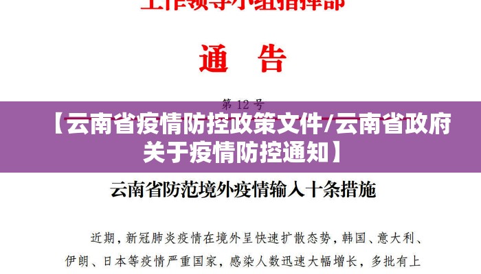 【云南省疫情防控政策文件/云南省政府关于疫情防控通知】 【云南省疫情防控政策文件/云南省政府关于疫情防控通知】