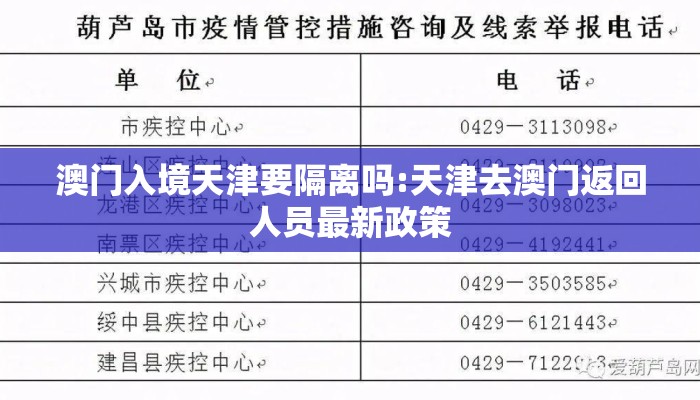 澳门入境天津要隔离吗:天津去澳门返回人员最新政策
