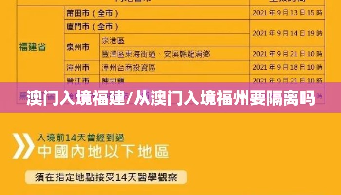 澳门入境福建/从澳门入境福州要隔离吗