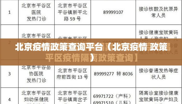 北京疫情政策查询平台（北京疫情 政策）