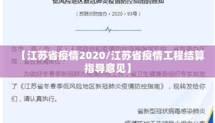 【江苏省疫情2020/江苏省疫情工程结算指导意见】