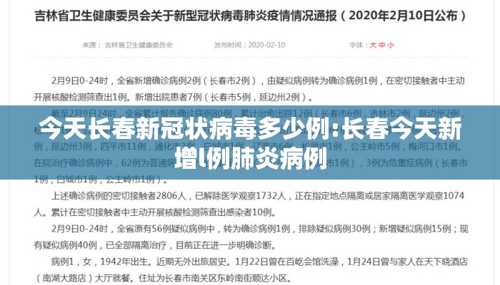 今天长春新冠状病毒多少例:长春今天新增l例肺炎病例