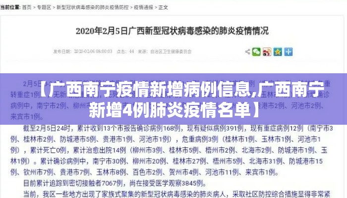 【广西南宁疫情新增病例信息,广西南宁新增4例肺炎疫情名单】