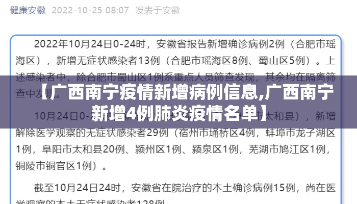 【广西南宁疫情新增病例信息,广西南宁新增4例肺炎疫情名单】