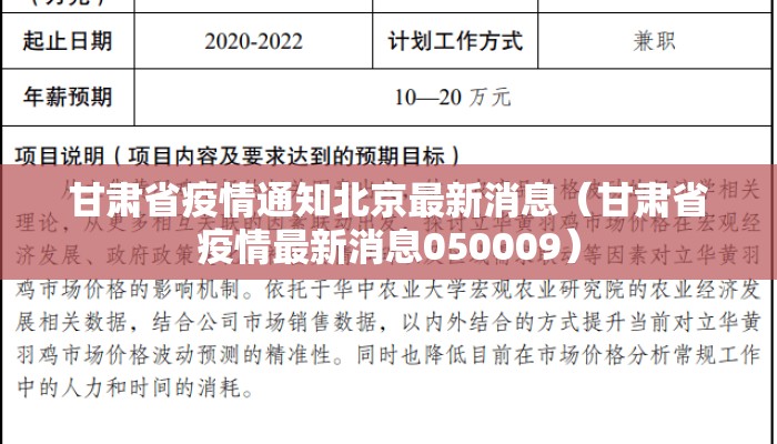 甘肃省疫情通知北京最新消息（甘肃省疫情最新消息050009）