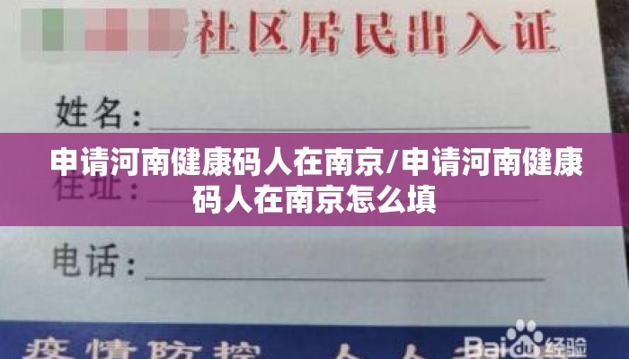 申请河南健康码人在南京/申请河南健康码人在南京怎么填