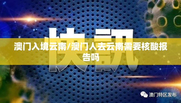 澳门入境云南/澳门人去云南需要核酸报告吗