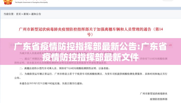 广东省疫情防控指挥部最新公告:广东省疫情防控指挥部最新文件