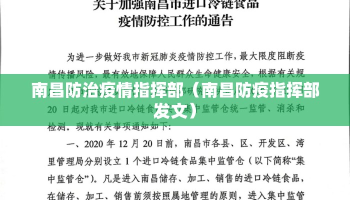 南昌防治疫情指挥部（南昌防疫指挥部发文）