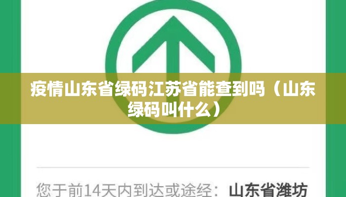 疫情山东省绿码江苏省能查到吗（山东绿码叫什么）