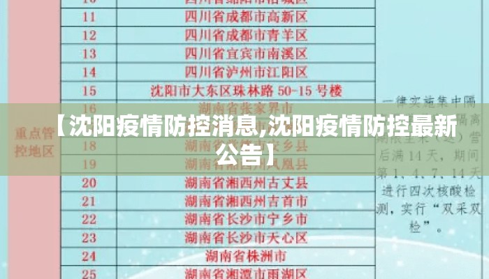 【沈阳疫情防控消息,沈阳疫情防控最新公告】