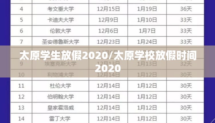 太原学生放假2020/太原学校放假时间2020