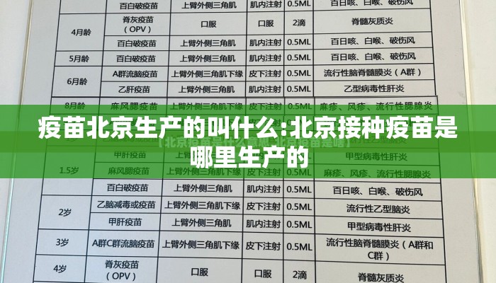 疫苗北京生产的叫什么:北京接种疫苗是哪里生产的
