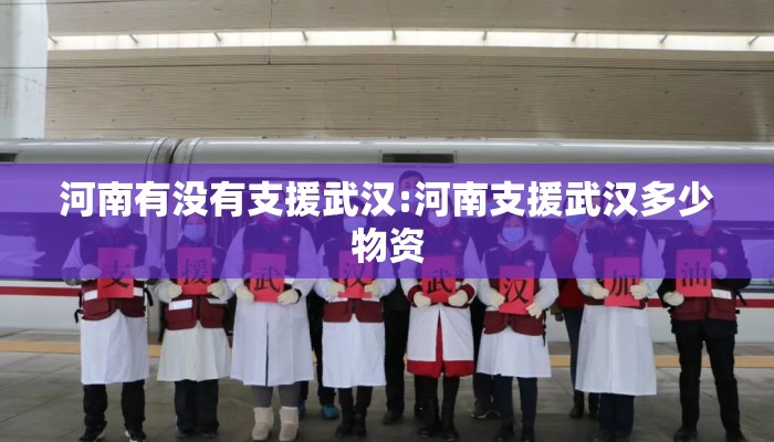 河南有没有支援武汉:河南支援武汉多少物资