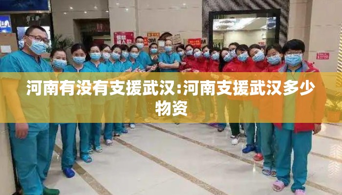 河南有没有支援武汉:河南支援武汉多少物资