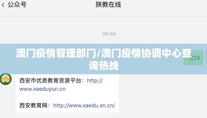 澳门疫情管理部门/澳门疫情协调中心查询热线