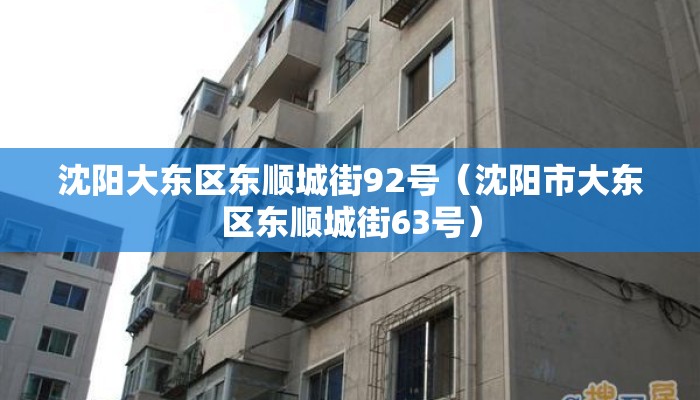 沈阳大东区东顺城街92号（沈阳市大东区东顺城街63号）