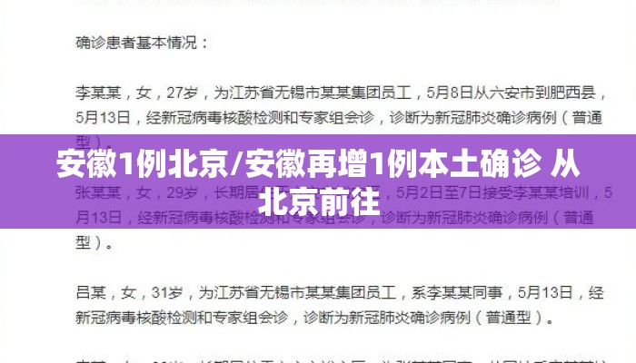 安徽1例北京/安徽再增1例本土确诊 从北京前往
