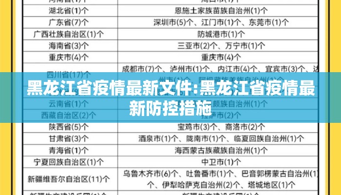 黑龙江省疫情最新文件:黑龙江省疫情最新防控措施