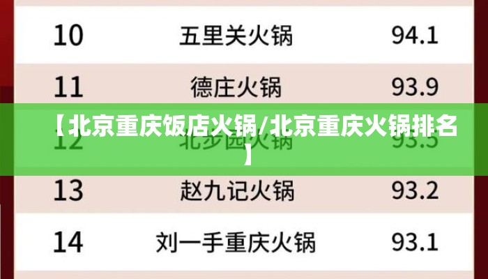 【北京重庆饭店火锅/北京重庆火锅排名】