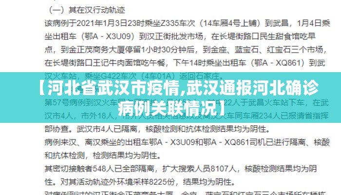 【河北省武汉市疫情,武汉通报河北确诊病例关联情况】