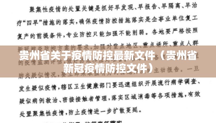 贵州省关于疫情防控最新文件（贵州省新冠疫情防控文件）