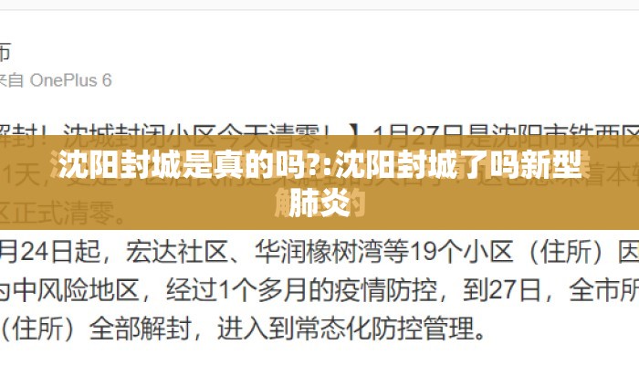 沈阳封城是真的吗?:沈阳封城了吗新型肺炎