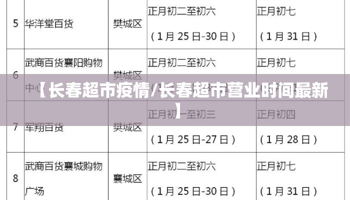 【长春超市疫情/长春超市营业时间最新】