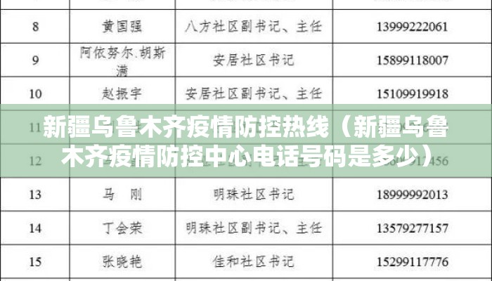 新疆乌鲁木齐疫情防控热线（新疆乌鲁木齐疫情防控中心电话号码是多少）