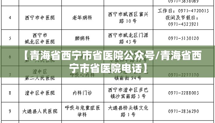 【青海省西宁市省医院公众号/青海省西宁市省医院电话】