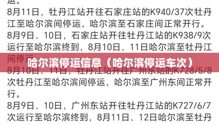 哈尔滨停运信息（哈尔滨停运车次）