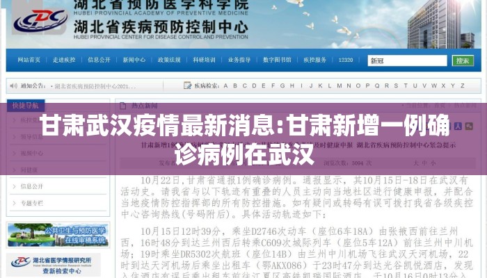 甘肃武汉疫情最新消息:甘肃新增一例确诊病例在武汉