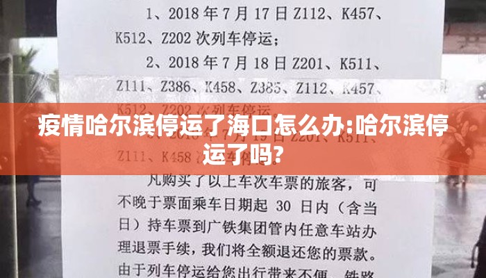 疫情哈尔滨停运了海口怎么办:哈尔滨停运了吗?