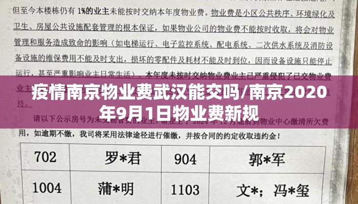 疫情南京物业费武汉能交吗/南京2020年9月1日物业费新规 疫情南京物业费武汉能交吗/南京2020年9月1日物业费新规