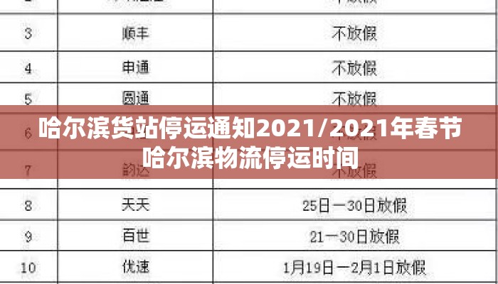 哈尔滨货站停运通知2021/2021年春节哈尔滨物流停运时间