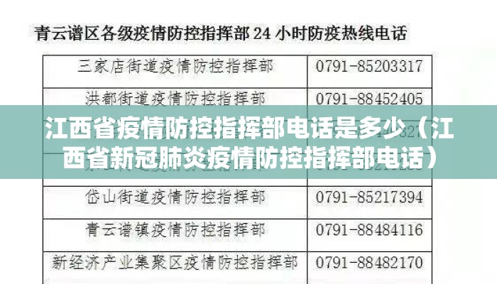 江西省疫情防控指挥部电话是多少（江西省新冠肺炎疫情防控指挥部电话）