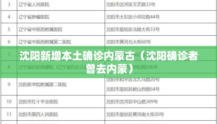 沈阳新增本土确诊内蒙古（沈阳确诊者曾去内蒙）