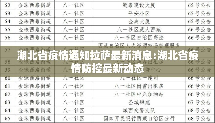 湖北省疫情通知拉萨最新消息:湖北省疫情防控最新动态