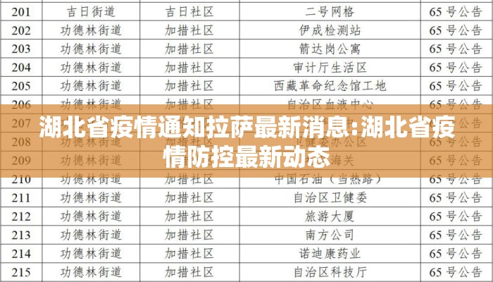 湖北省疫情通知拉萨最新消息:湖北省疫情防控最新动态