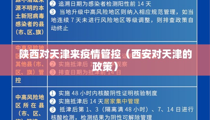 陕西对天津来疫情管控（西安对天津的政策）